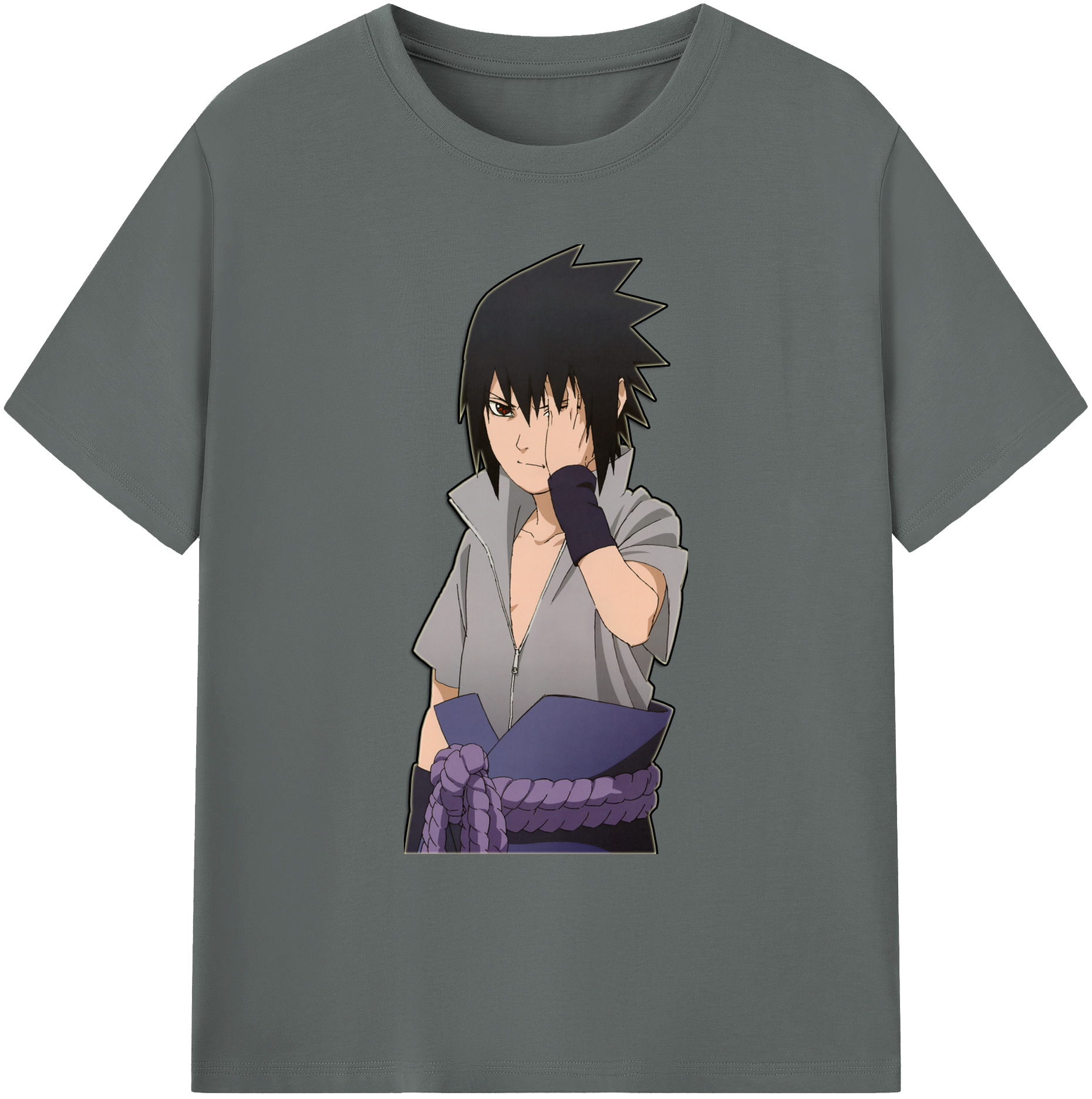 （画像用） NARUTO -ナルト- うちは サスケ Uchiha Sasuke 綿100％ メンズ半袖Tシャツ｜肌触りやわらか＆通気性